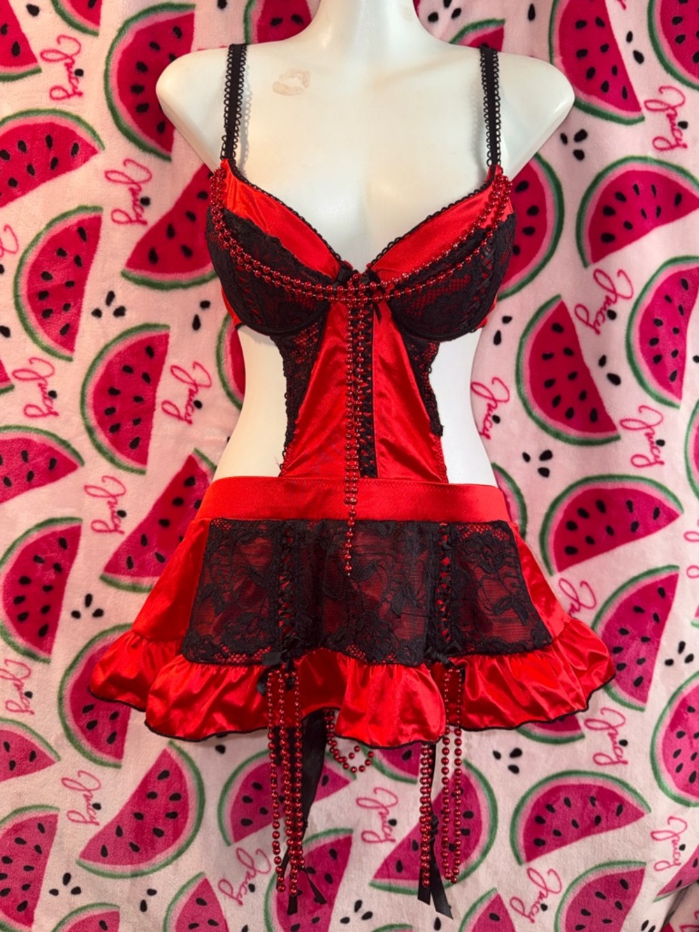❤️🖤 Native Intimates Embellished Satin Lace Chemise Babydoll